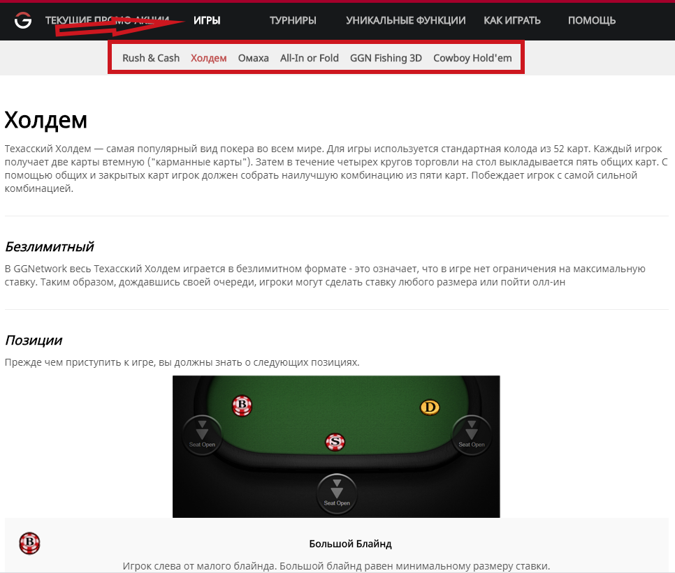 Доступные игры на PokerOK.